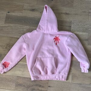 Pink Palm Puff Hoodie-small